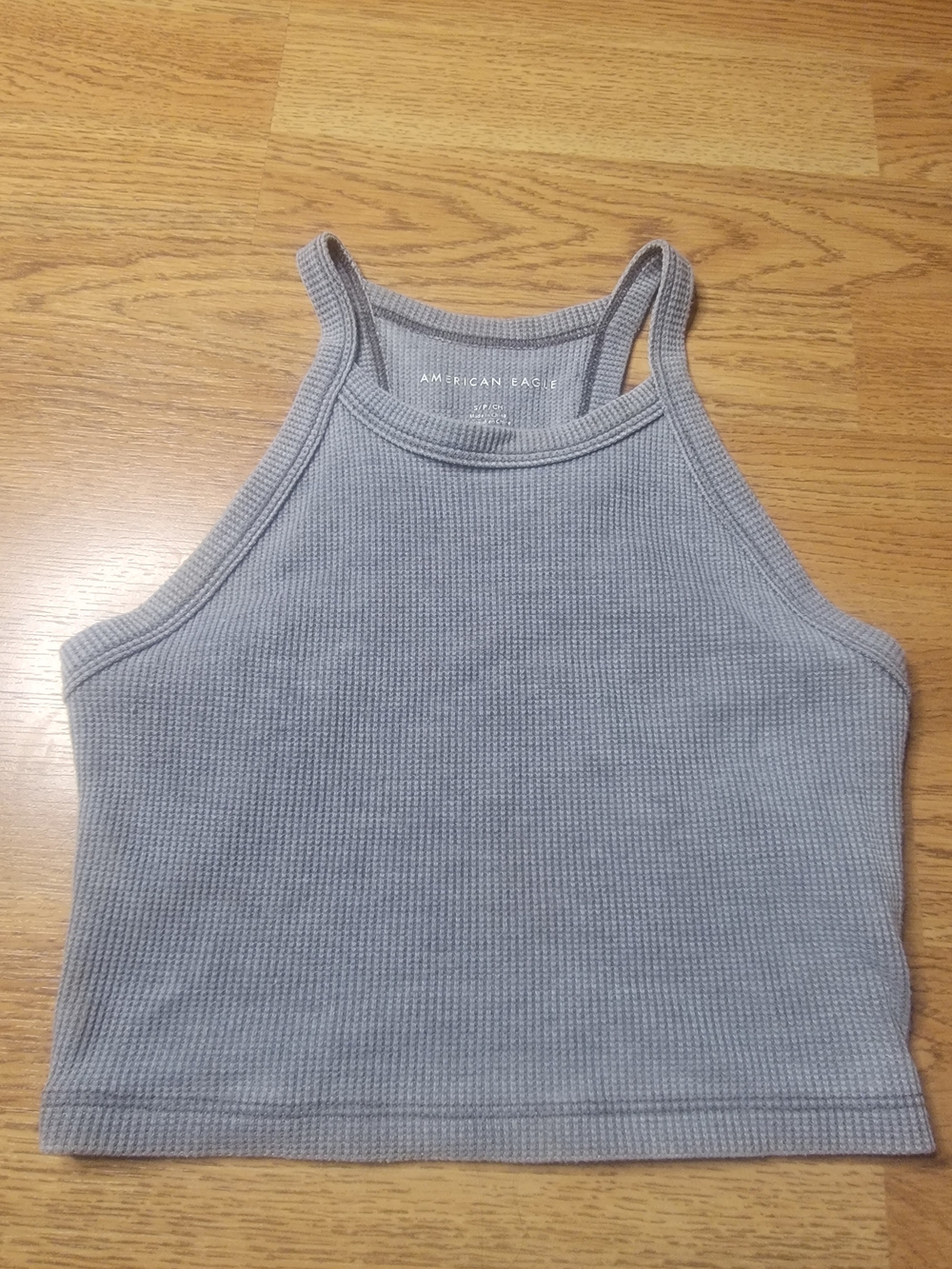 American Eagle Outfitters Light Gray Ribbed Cropped Tank